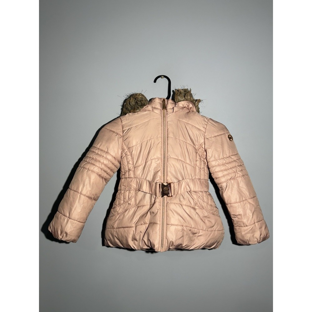 Michael Kors Girls Size 4T Full Zip Winter Jacket With Faux Fur Hood
